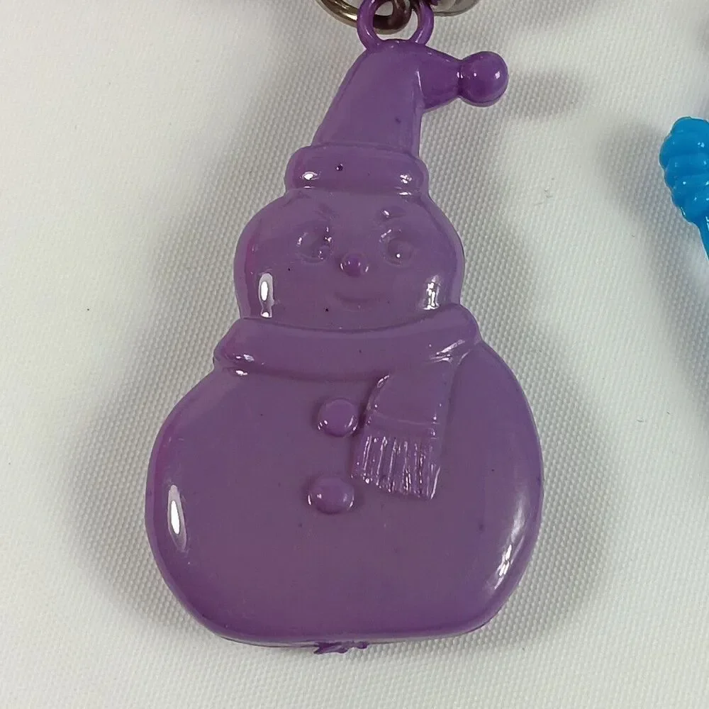 1980s Bell Charms Santa Snowman Purple Blue Lot Loose Played With Toys